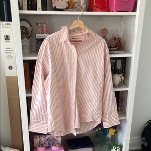 Djerf Avenue Pink Striped Button Down Shirt